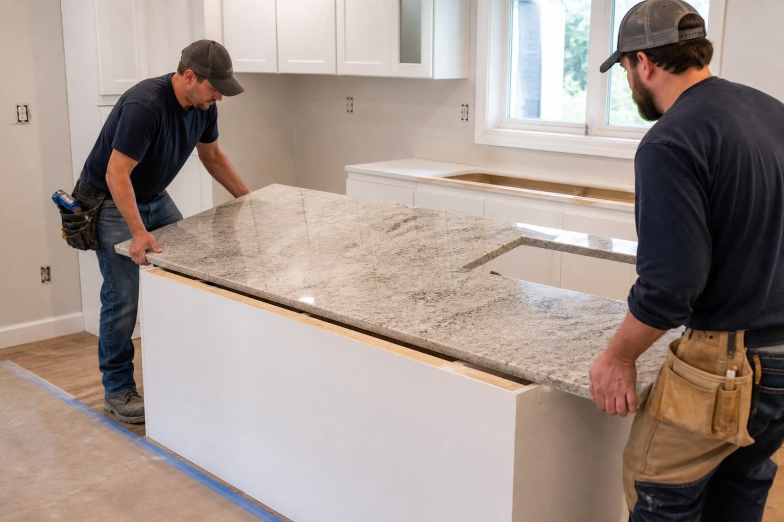 Kitchen stone surfaces after professional installation